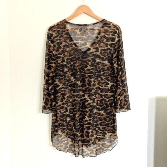 Jordan Taylor Super Soft Mesh Leopard Print V-Neck Tunic Or Swim Cover-Up Size M - Picture 5 of 5